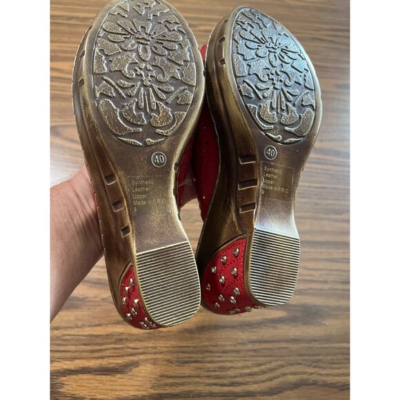 Amanda Suzy red slip on wedge sandals size 9 - Picture 5 of 5